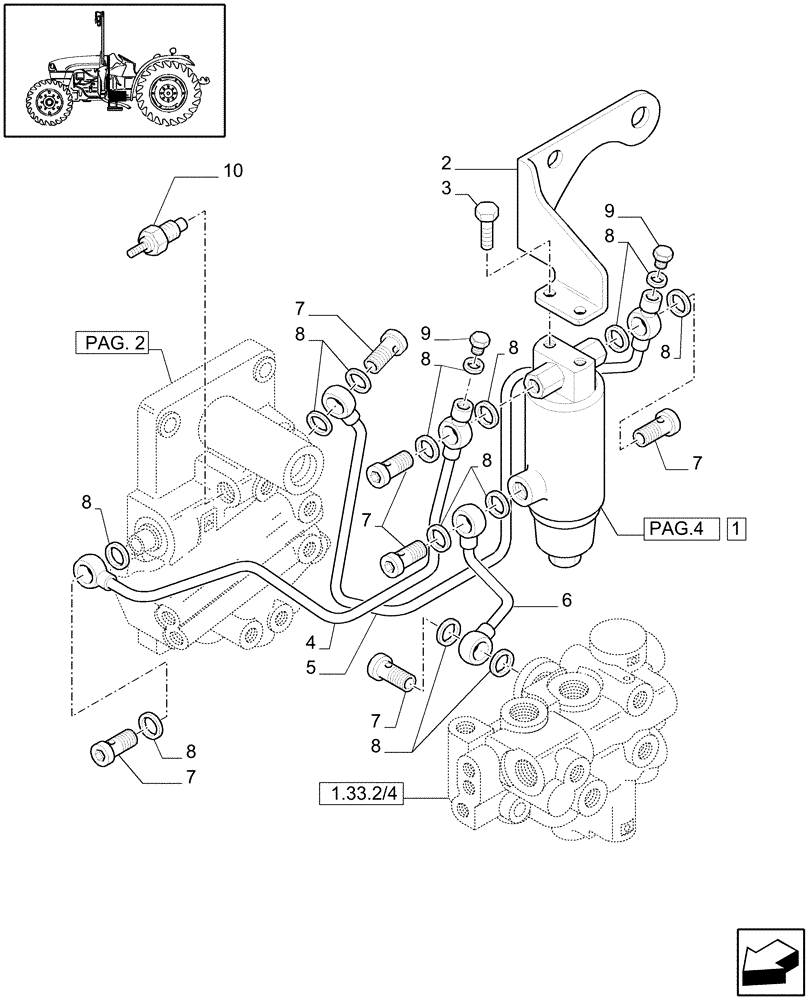Схема запчастей Case IH JX1075C - (1.27.3/05[03]) - (VAR.275-275/1) HI-LO 32X16 (30KM/H) P. SHUTTLE W/OIL COOLER - ACCUMULATOR AND PIPES (03) - TRANSMISSION