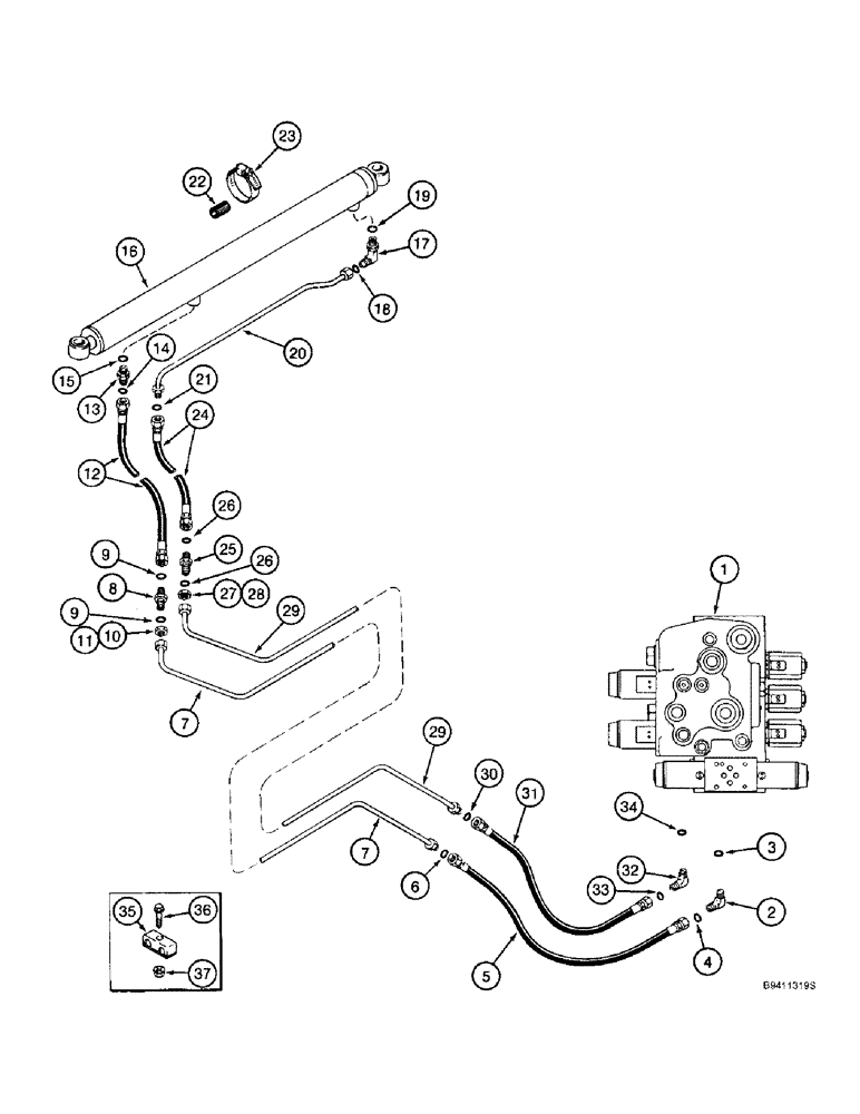 Схема запчастей Case IH 2188 - (8-62) - UNLOADER TUBE SWING CYLINDER SYSTEM (07) - HYDRAULICS