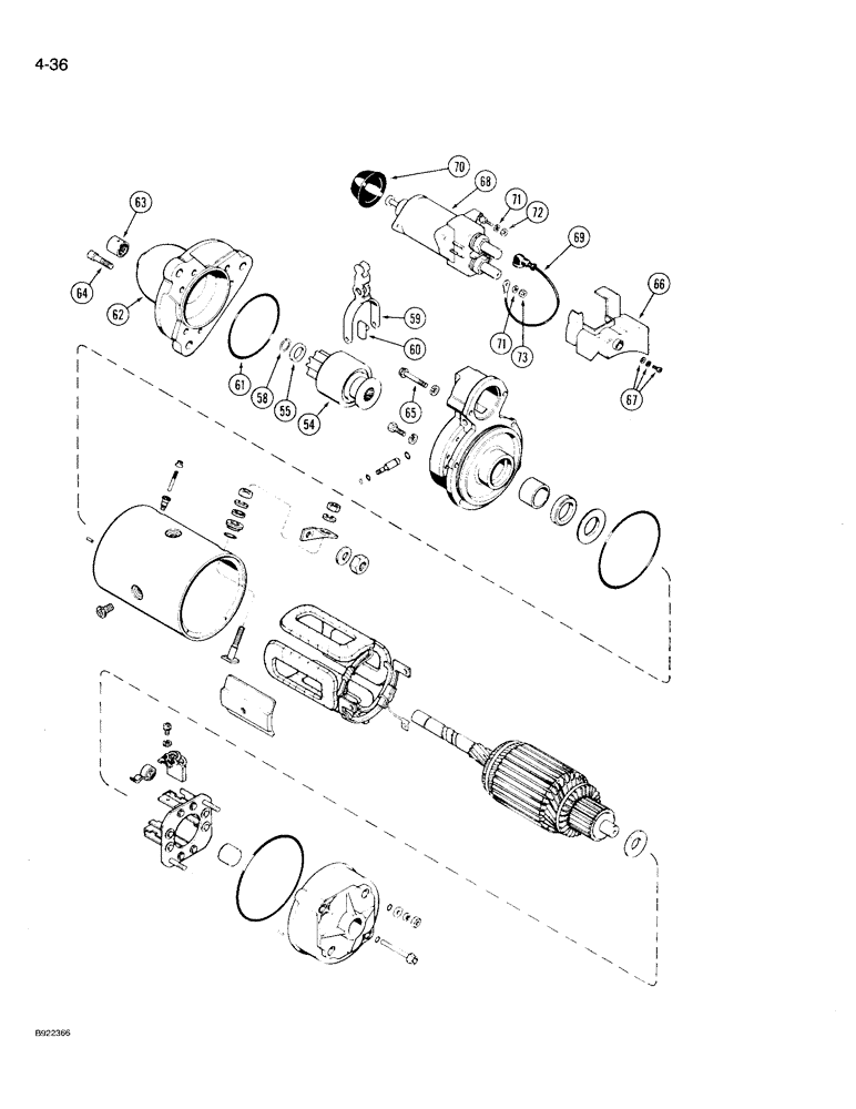 Схема запчастей Case IH 9230 - (4-036) - STARTER ASSEMBLY (CONTD) (04) - ELECTRICAL SYSTEMS