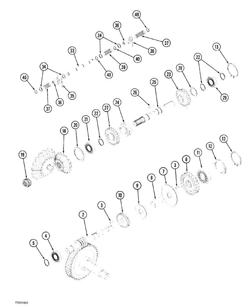 Схема запчастей Case IH 1500-SERIES - (09-54) - GEARBOX (1560, 1570 AND 1580 SPREADER) 
