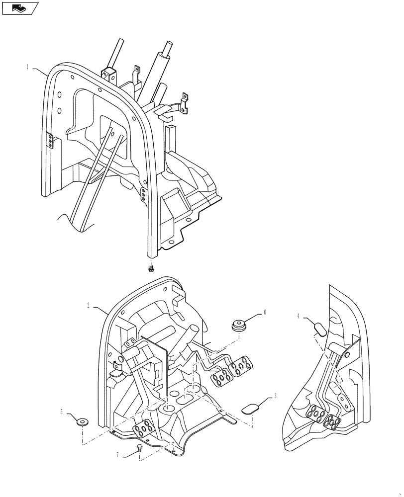 Схема запчастей Case IH FARMALL 30B - (90.100.04) - PEDAL FRAME - 12X12 (90) - PLATFORM, CAB, BODYWORK AND DECALS