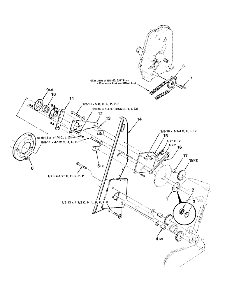 Схема запчастей Case IH 6 - (18) - DRIVE ASSY., IDLER AND CHAIN TIGHTENER 