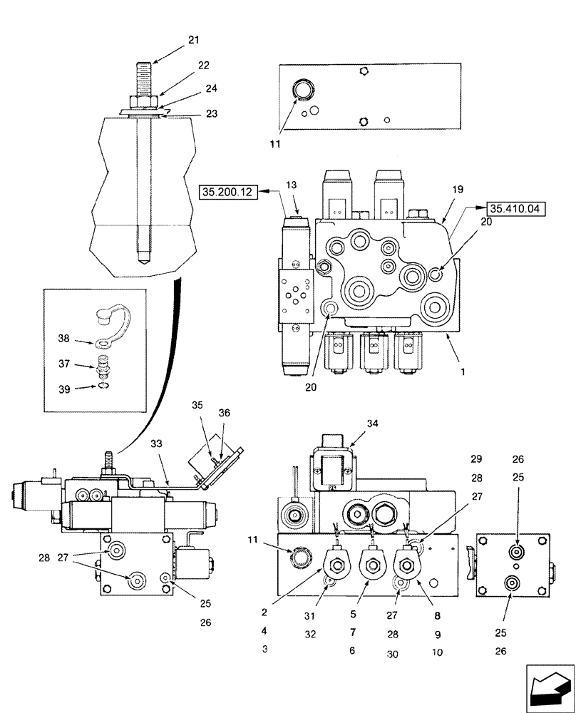 Схема запчастей Case IH 2588 - (35.410.01) - VALVE ASSY - CONTROL - HEADER LIFT VALVE ASSY (35) - HYDRAULIC SYSTEMS