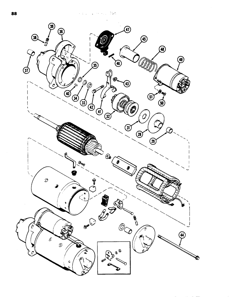 Схема запчастей Case IH 1835 - (088) - R29870 STARTER, 188 DIESEL ENGINE (04) - ELECTRICAL SYSTEMS