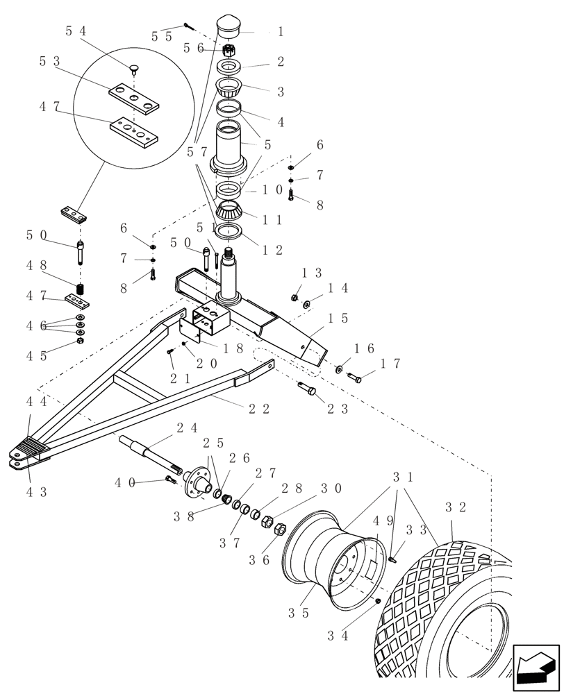 Схема запчастей Case IH ADX3260 - (D.50.C[01]) - FRONT SINGLE CASTER ASSEMBLY D - Travel