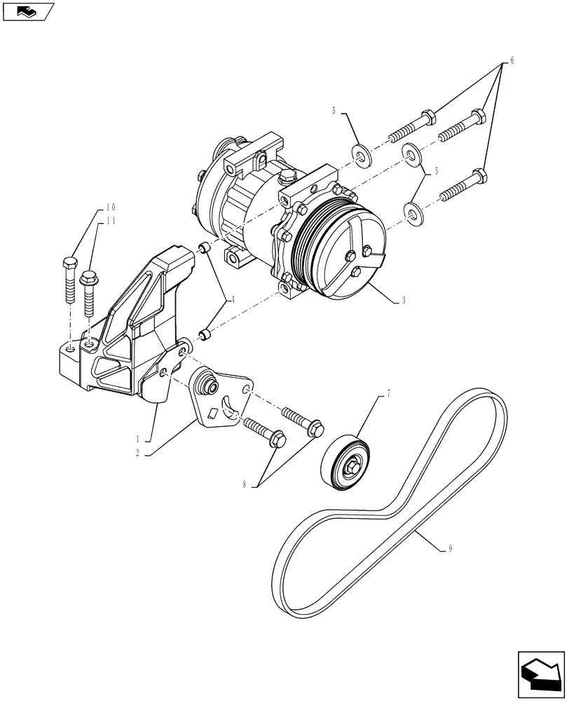 Схема запчастей Case IH PUMA 145 - (50.200.01[01]) - COMPRESSOR - AIR CONDITIONING - C7120 (50) - CAB CLIMATE CONTROL