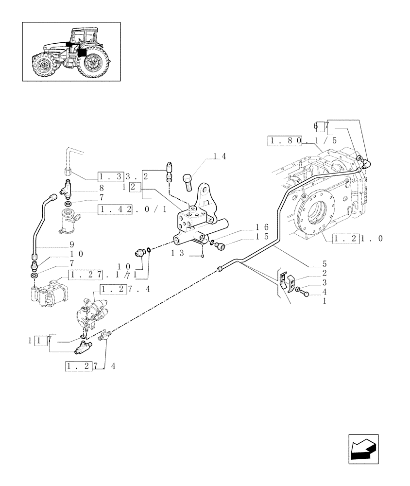 Схема запчастей Case IH JX80U - (1.33.2/05) - (VAR.274) (HI-LO) AND SYNCHRONIZED REVERS. GEAR - 40 KM/H HYDR. P.T.O.- (4WD) - SOLENOID VALVE SUPP. (04) - FRONT AXLE & STEERING