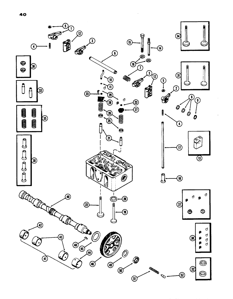 Схема запчастей Case IH 770 - (040) - VALVE MECHANISM AND CAMSHAFT, (251B) SPARK IGNITION ENGINE (02) - ENGINE
