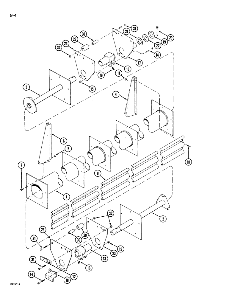 Схема запчастей Case IH 1010 - (9-004) - 5 BAT REEL, 15.0, 17.5, 20.0, 22.5 AND 25.0 FOOT HEADERS (58) - ATTACHMENTS/HEADERS