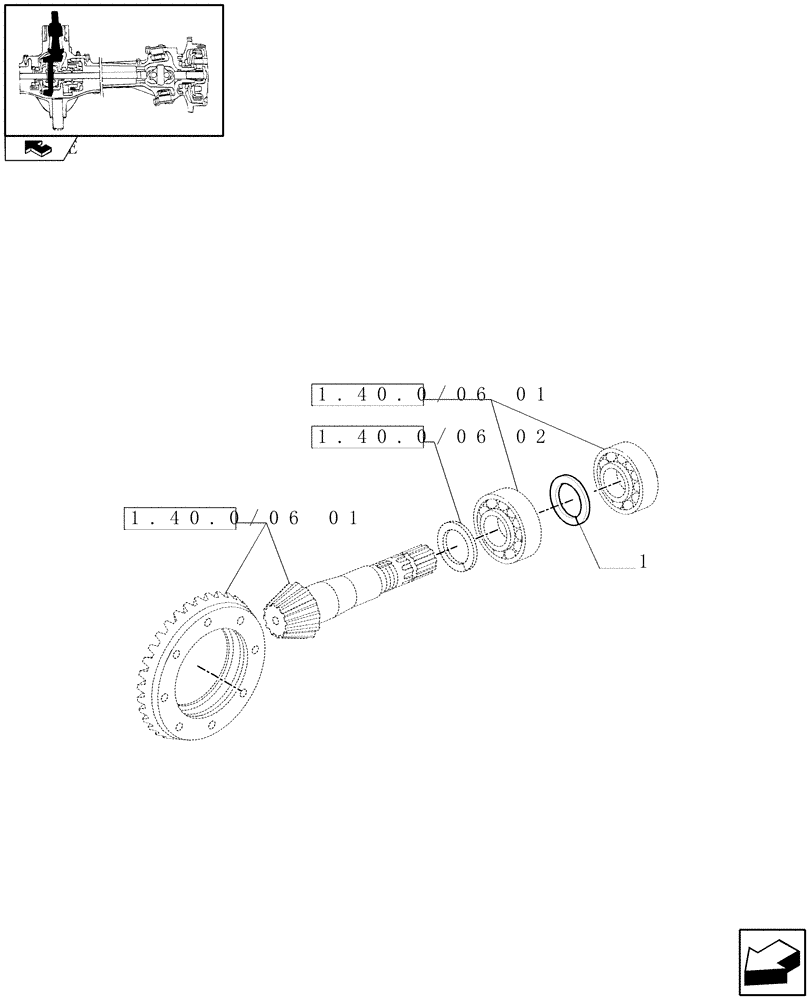 Схема запчастей Case IH PUMA 140 - (1.40.0/06[03]) - (CL.3) FRONT AXLE WITH HYDR. DIFFER. LOCK AND STEERING SENSOR - ADJUSTING SHIMS (04) - FRONT AXLE & STEERING