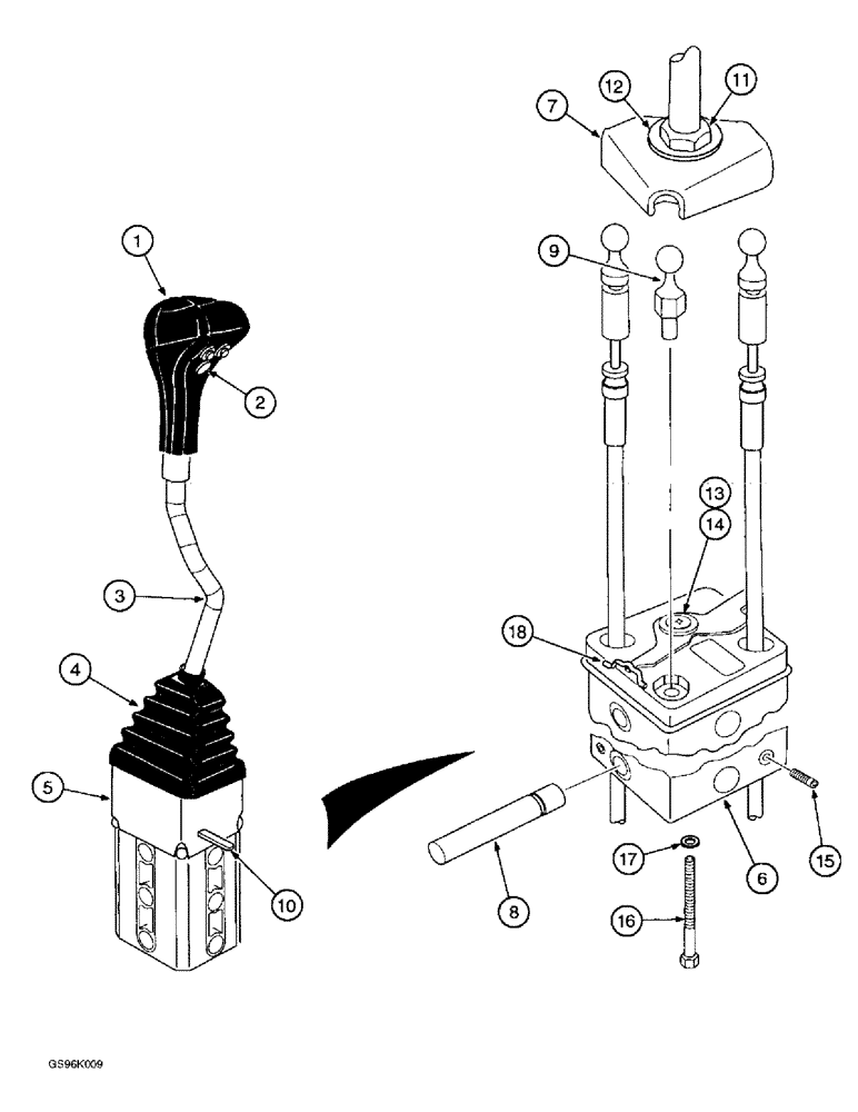 Схема запчастей Case IH 890 - (8-20) - CONTROL ASSEMBLY, SINGLE LEVER, THREE FUNCTION (08) - HYDRAULICS