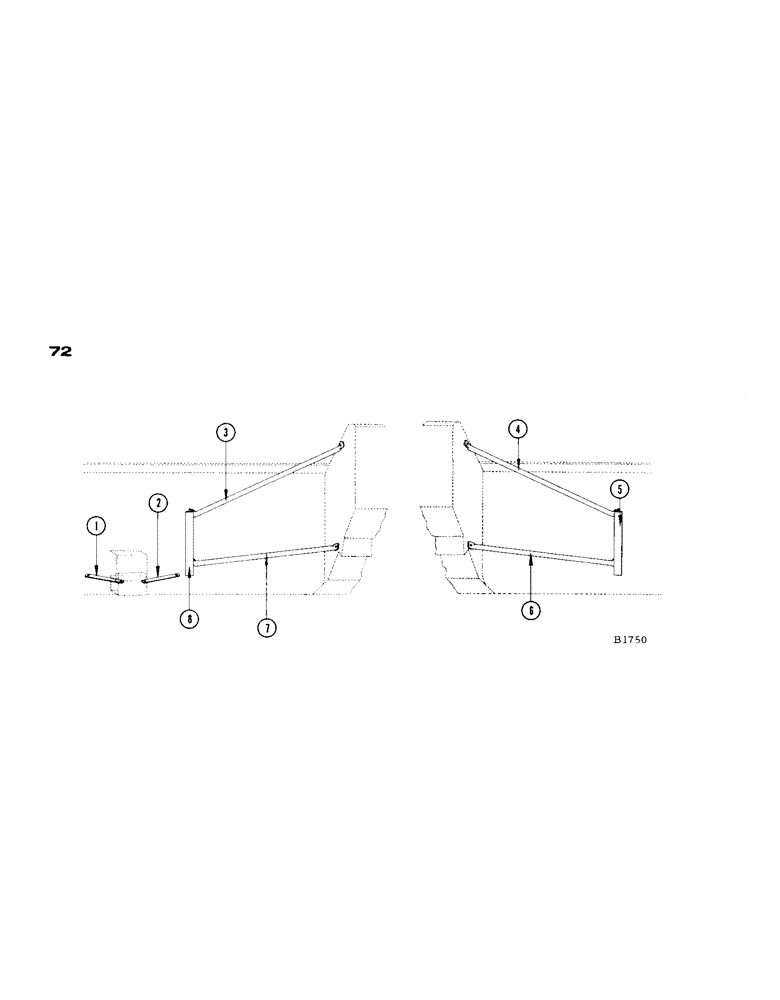 Схема запчастей Case IH 1660 - (072) - FEEDER SPOUT BRACES (60) - PRODUCT FEEDING