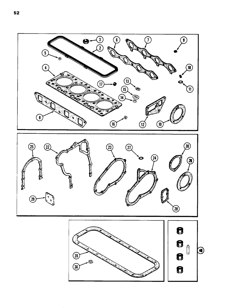 Схема запчастей Case IH 1835 - (052) - ENGINE GASKET KITS, 188 DIESEL ENGINE (02) - ENGINE