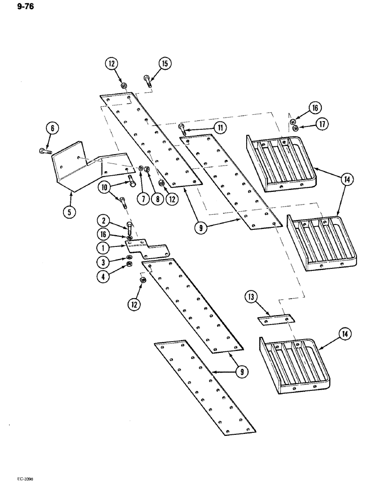 Схема запчастей Case IH 2096 - (9-076) - STEPS, STEEL TYPE, P.I.N. 17897981 AND AFTER (09) - CHASSIS/ATTACHMENTS