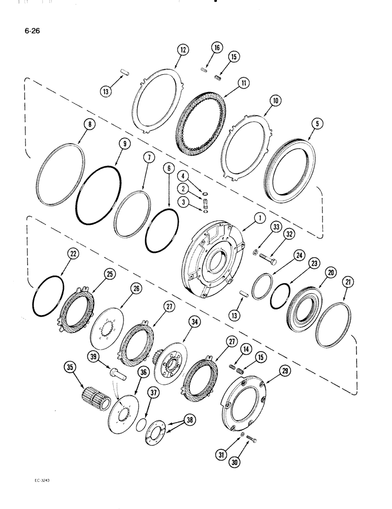 Схема запчастей Case IH 2096 - (6-026) - POWER SHIFT TRANSMISSION, (C1) AND (C4) CLUTCHES (06) - POWER TRAIN