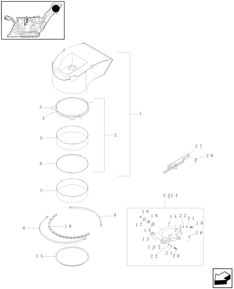Схема запчастей Case IH A4000 - (A07.02[01]) - PRIMARY EXTRACTOR HODD Mainframe & Functioning Components