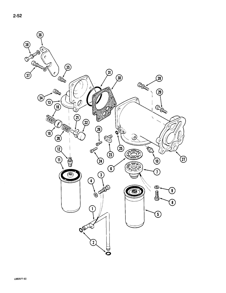 Схема запчастей Case IH 9180 - (2-52) - OIL COOLER AND FILTER 855 ENGINE (02) - ENGINE