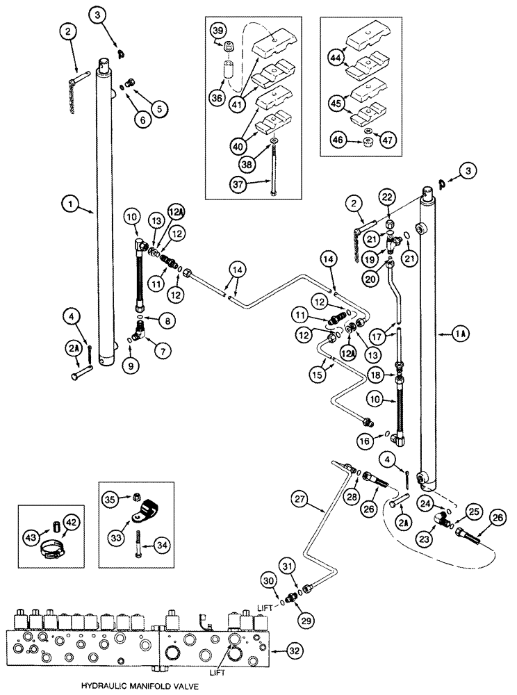 Схема запчастей Case IH 420 TIER 3 - (08-27) - BASKET LIFT CYLINDER SYSTEM (07) - HYDRAULICS