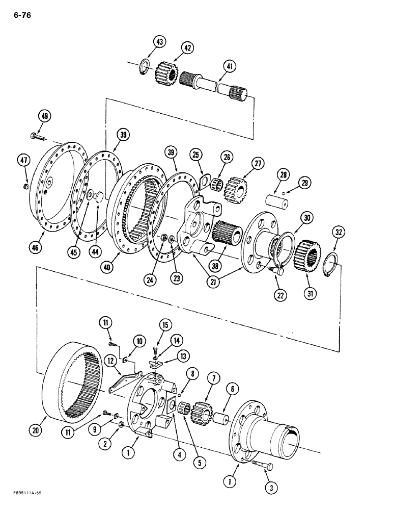 Схема запчастей Case IH 9270 - (6-76) - AXLE ASSEMBLY, WHEEL HUB PLANETARY, K598.85/95 SERIES (06) - POWER TRAIN