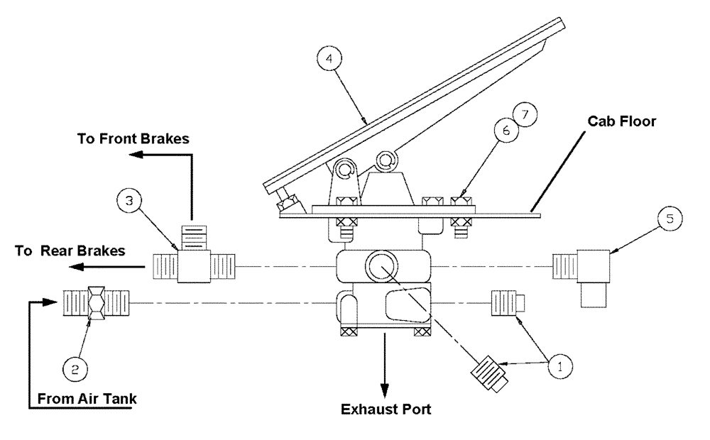 Схема запчастей Case IH 4375 - (07-003) - BRAKE PEDAL VALVE GROUP Pneumatics