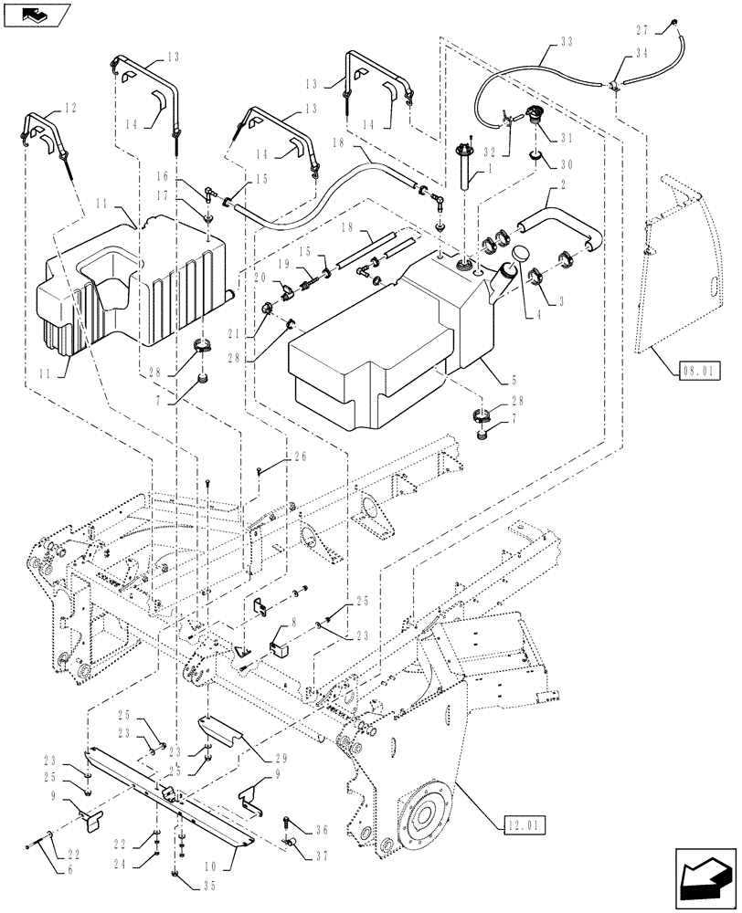 Схема запчастей Case IH WD1203 - (02.06) - FUEL TANKS (02) - ENGINE EQUIPMENT