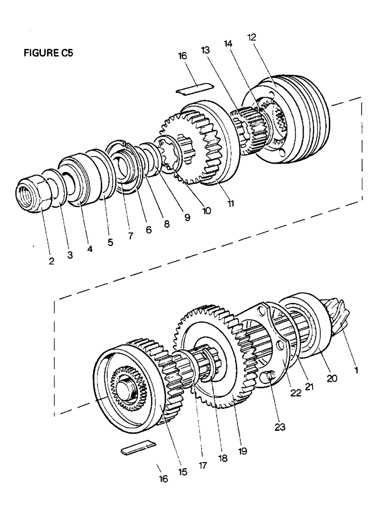 Схема запчастей Case IH 1412 - (C05-1) - GEARBOX, BEVEL PINION SHAFT, [A] 1410, 1410Q, 1410SK, [B] 1410 4WD, 1410Q 4WD Gearbox