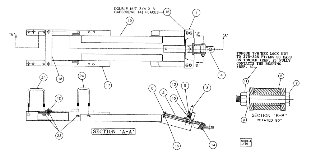 Схема запчастей Case IH 2500 ECOLO-TIL - (39.110.01) - SHEAR BOLT REAR HITCH (39) - FRAMES AND BALLASTING