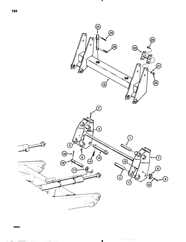 Схема запчастей Case IH 1845B - (194) - LOADER ATTACHMENT BAR (09) - CHASSIS/ATTACHMENTS