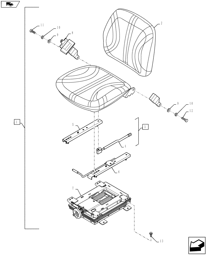 Схема запчастей Case IH FARMALL 30B - (90.120.03) - SEAT, WHEAT (90) - PLATFORM, CAB, BODYWORK AND DECALS