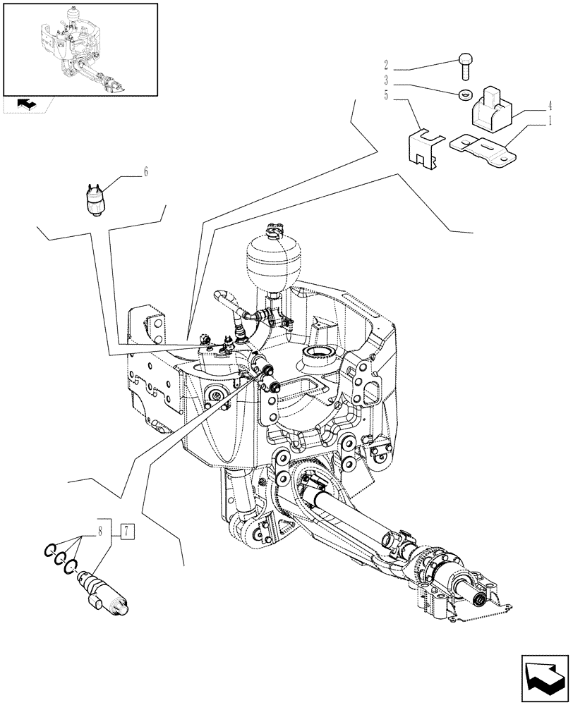 Схема запчастей Case IH PUMA 165 - (1.75.0/01[02]) - (VAR.212-463) FRONT AXLE WITH ACTIVE SUSPENSION - SOLENOID VALVES, SENSOR AND SWITCH (06) - ELECTRICAL SYSTEMS