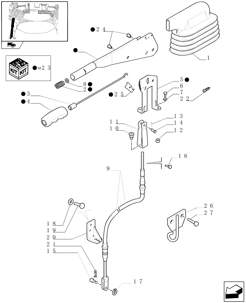 Схема запчастей Case IH MAXXUM 120 - (1.95.1) - HANDBRAKE CONTROL (10) - OPERATORS PLATFORM/CAB