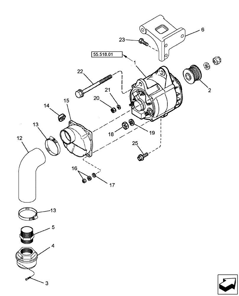 Схема запчастей Case IH 2577 - (55.301.02) - ALTERNATOR - MOUNTING (55) - ELECTRICAL SYSTEMS