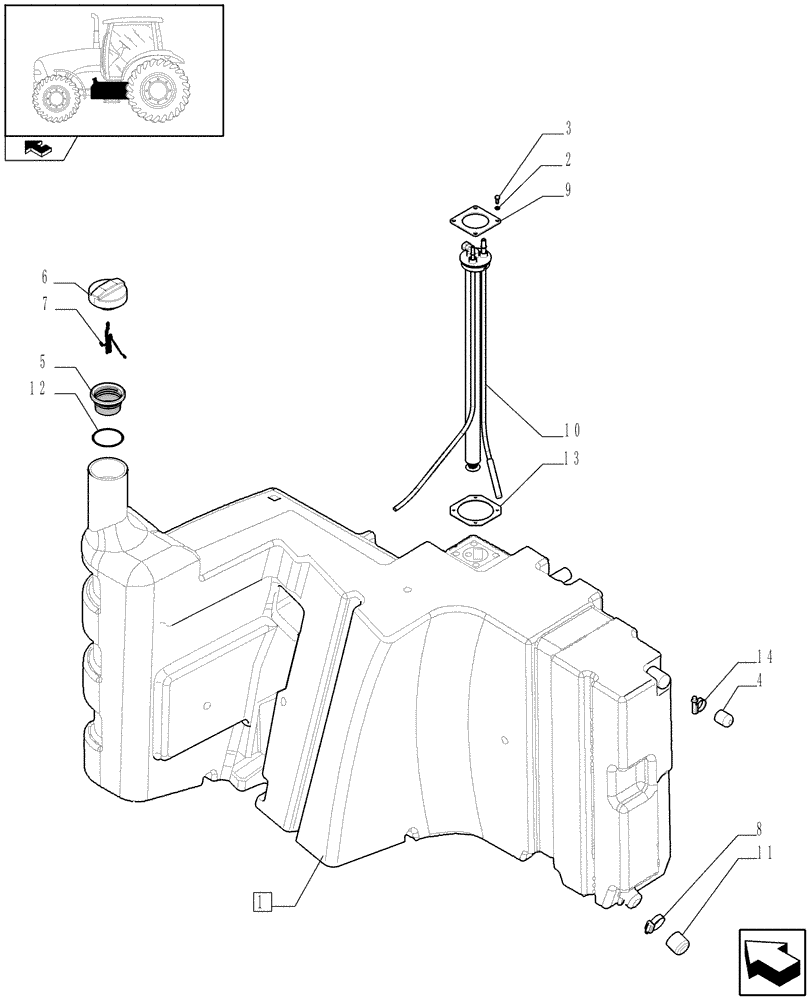 Схема запчастей Case IH PUMA 140 - (1.14.0[01]) - FUEL TANK - C6851 (02) - ENGINE EQUIPMENT