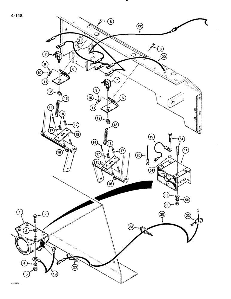Схема запчастей Case IH 1835B - (4-118) - BACKUP ALARM (04) - ELECTRICAL SYSTEMS