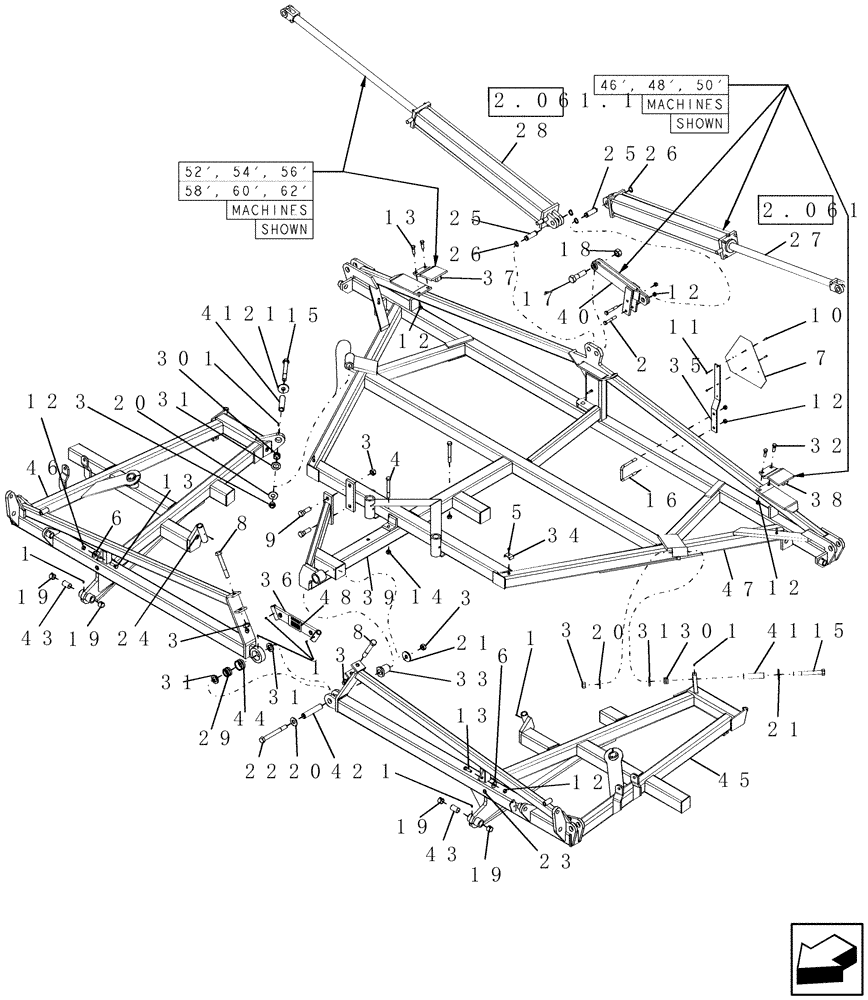 Схема запчастей Case IH PTX600 - (1.030.1) - 16 FT CENTER ASSEMBLY (12) - FRAME