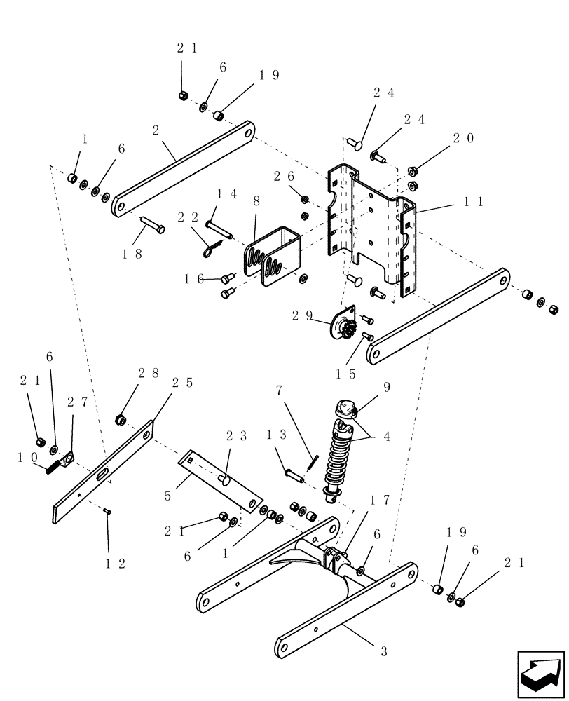 Схема запчастей Case IH 1200PT - (L.10.B[04]) - DOWN PRESSURE 20" LINKAGE WITH LOCKUP L - Field Processing