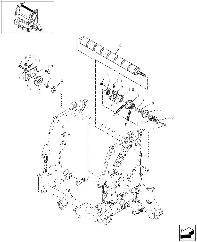 Схема запчастей Case IH RBX461 - (015) - DRIVE ROLLER (62) - PRESSING - BALE FORMATION