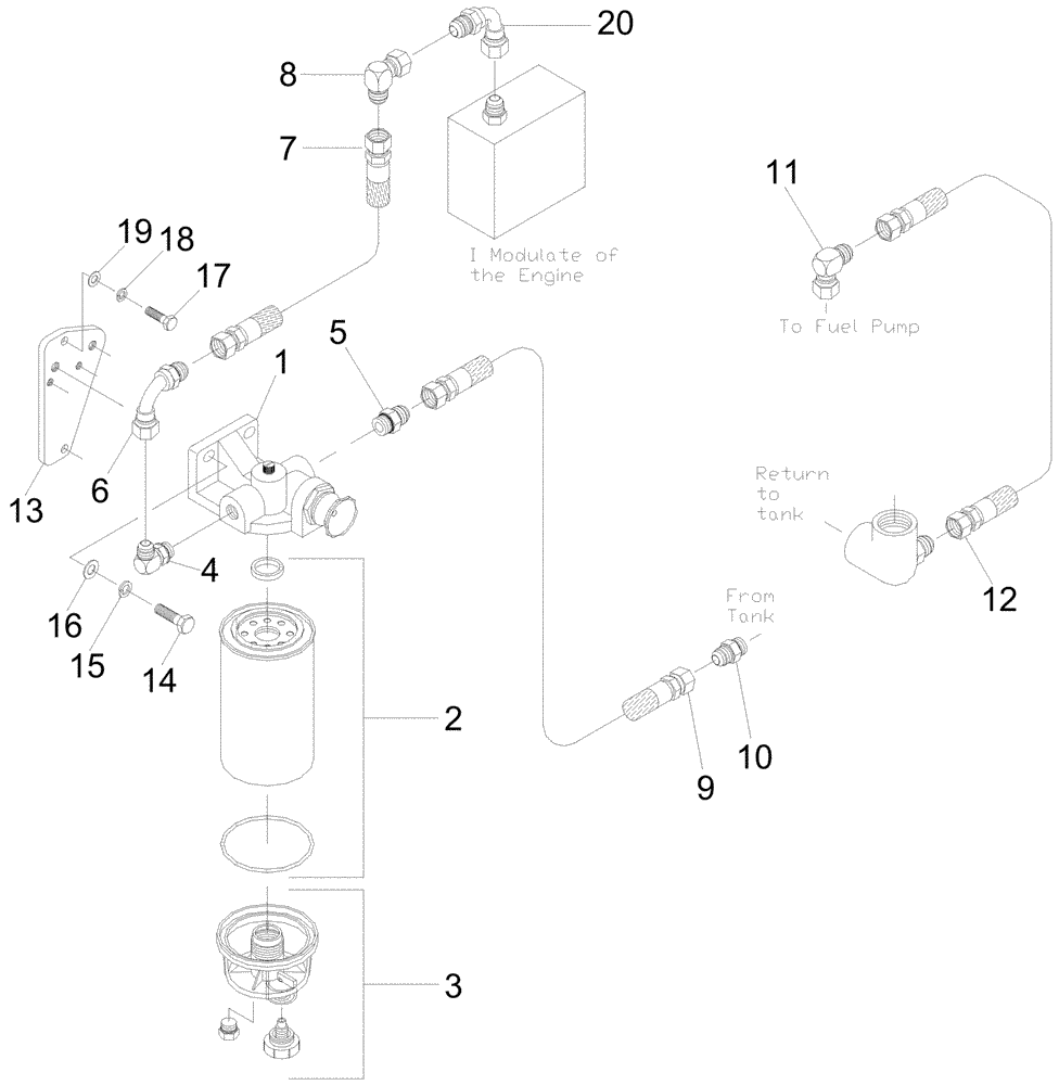Схема запчастей Case IH A7000 - (C01.03[01]) - Fuel Lines and Water Separator {CASE IH 10.3 L} (02) - FUEL SYSTEM