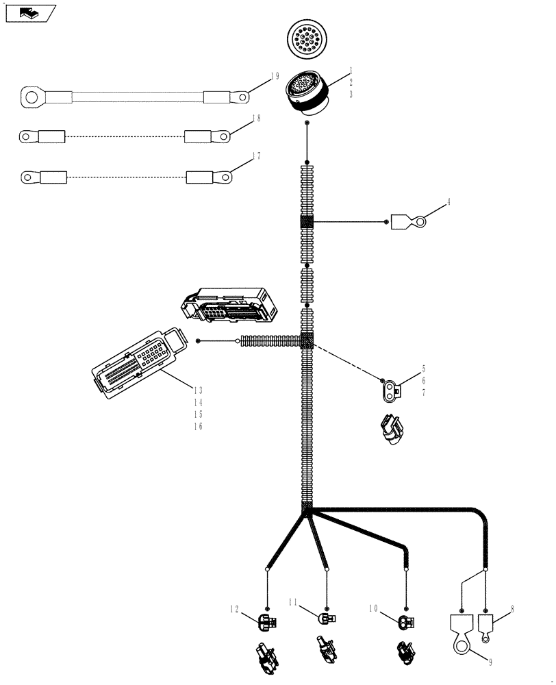 Схема запчастей Case IH 635 - (55.100.18) - GRID HEATER HARNESS (55) - ELECTRICAL SYSTEMS