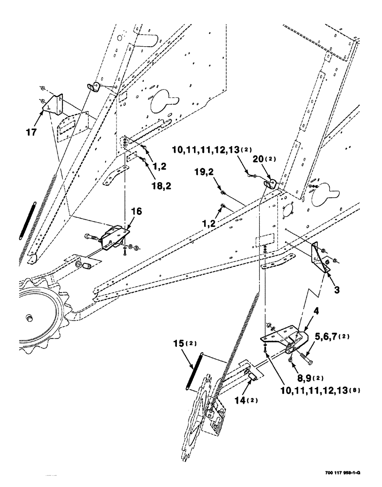 Схема запчастей Case IH 8420 - (03-02) - GATHERING WHEEL MOUNTING ASSEMBLY Pickup