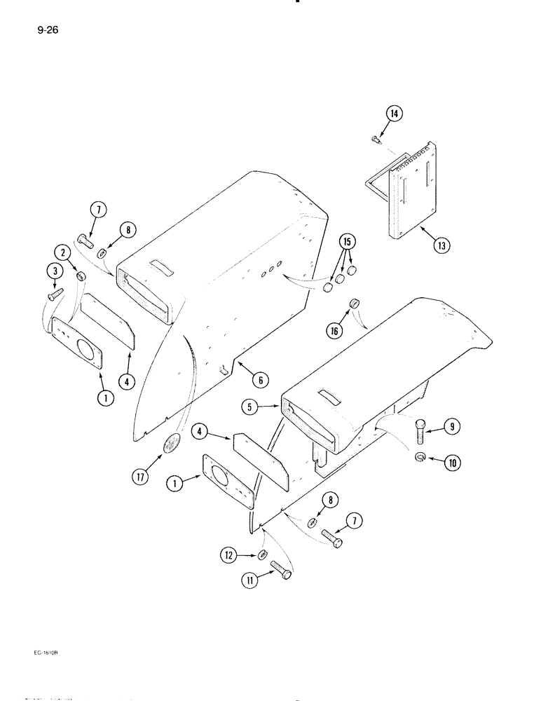 Схема запчастей Case IH 595 - (9-026) - REAR FENDERS, FLAT TOP (09) - CHASSIS/ATTACHMENTS