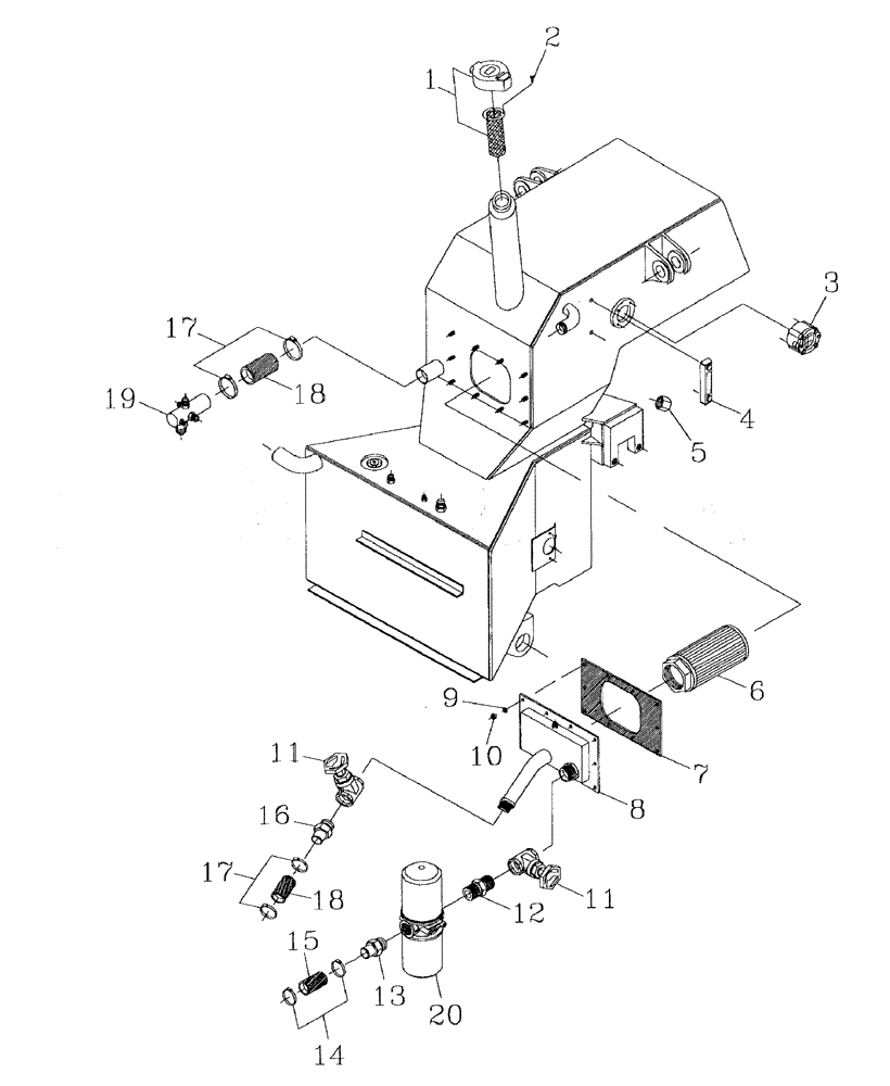 Схема запчастей Case IH AUSTOFT - (A01-02) - HYDRAULIC OIL TANK Mainframe & Functioning Components