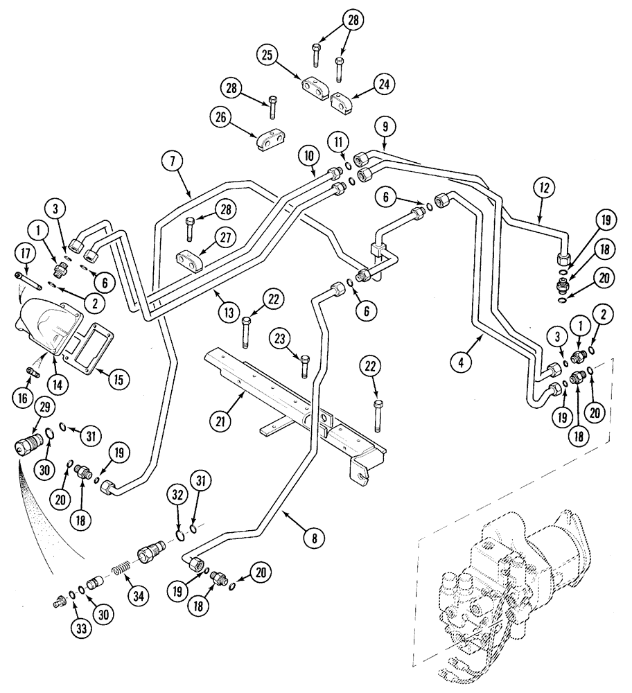Схема запчастей Case IH 5120 - (8-68) - HYDRAULIC, DRAFT AND POSITION SENSING LINES (08) - HYDRAULICS
