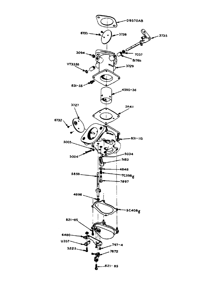 Схема запчастей Case IH 600-SERIES - (048) - LP-GAS ENGINE, PARTS FOR A9729 ENSIGN CARBURETOR, 1-1/2" MODEL KGL- THEIR NO. 3721 (02) - ENGINE