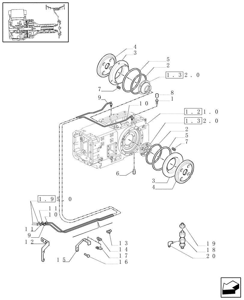 Схема запчастей Case IH MXM130 - (1.65.3) - TRANSMISSION BRAKES (05) - REAR AXLE