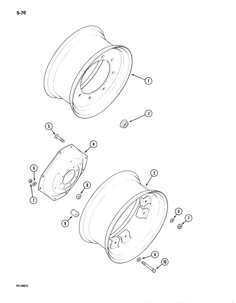 Схема запчастей Case IH 895 - (5-76) - FRONT WHEELS, MFD TRACTOR, 16-1/2 INCH WHEELS (05) - STEERING
