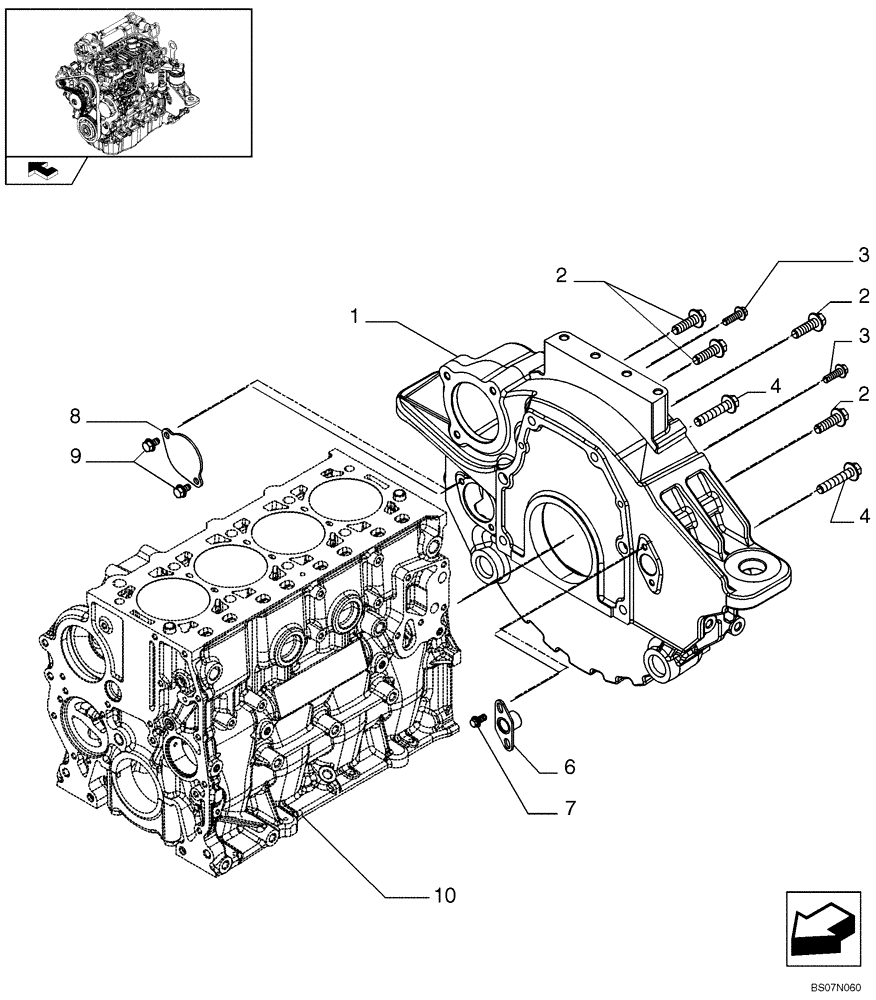 Схема запчастей Case IH 445 - (02-14) - FLYWHEEL CASE (87380450) (02) - ENGINE