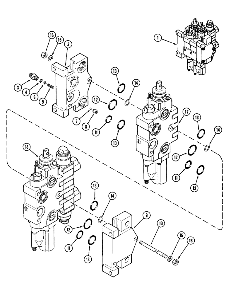 Схема запчастей Case IH 3294 - (8-314) - REMOTE HYDRAULICS, CONTROL VALVE ASSEMBLY FOR TWO CIRCUITS WITH LOAD CHECK (08) - HYDRAULICS