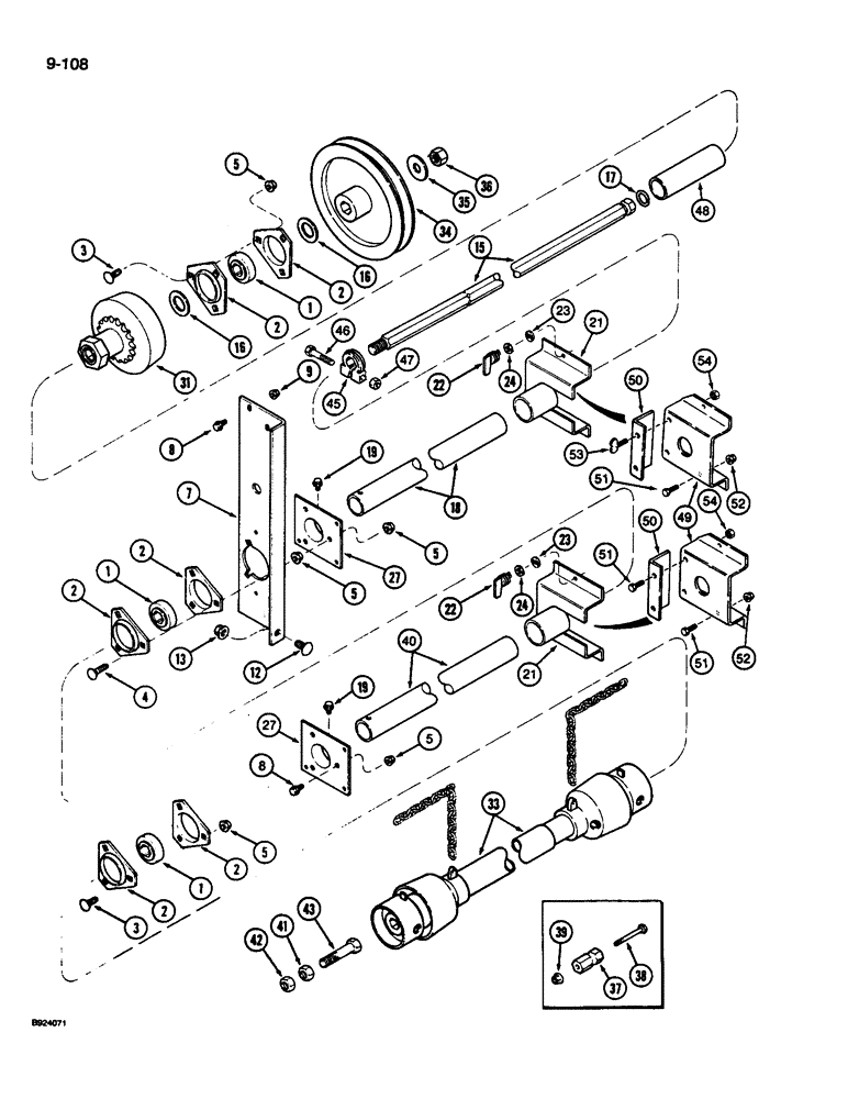 Схема запчастей Case IH 1010 - (9-108) - AUGER AND KNIFE JACKSHAFT DRIVE, 30.0 FOOT HEADER, SPECIAL (58) - ATTACHMENTS/HEADERS