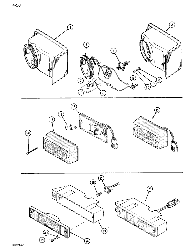 Схема запчастей Case IH 7120 - (4-50) - LAMP ASSEMBLIES, HEAD LAMP ASSEMBLY, FLASHER WARNING LAMP ASSEMBLY, TAIL LAMP ASSEMBLY (04) - ELECTRICAL SYSTEMS